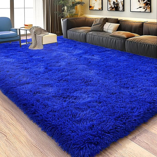 8x10 Large Area Rugs for Living Room, Ultra Fluffy Shag Rug for Bedroom, Modern Plush Soft Carpet for Girls Boys Kids Room Dorm Fuzzy Non Slip Rug for Home Decor Aesthetic, Royal Blue