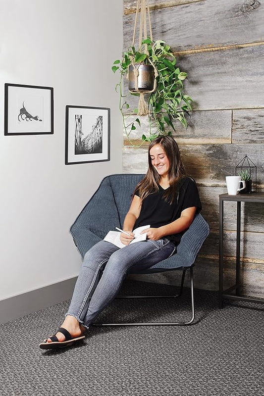 Zenithen Limited Hexagon Folding Dish Corduroy Chair, Perfect for Dorm Rooms, Bed Rooms, Accent Chairs, Reading, Studying, Gaming, Journaling and Lounging, Gray (Pack of 1)