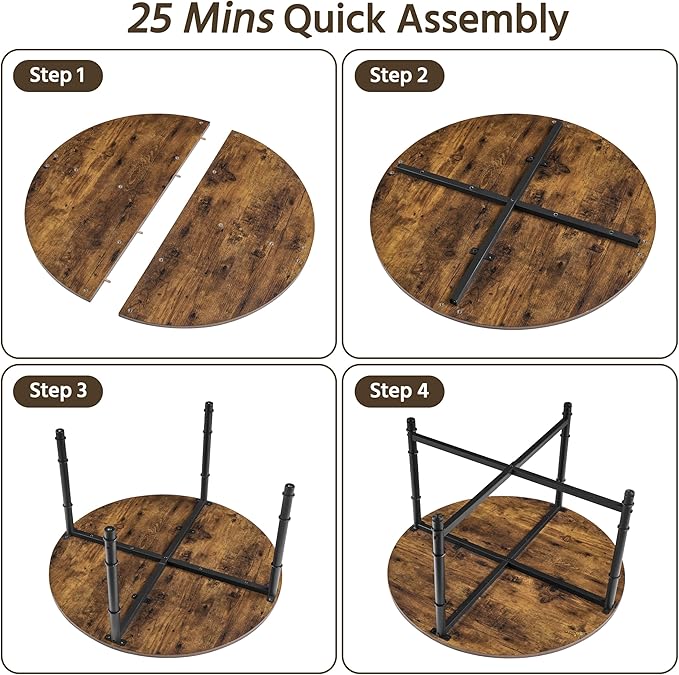 Yaheetech Round Coffee Table, Small Coffee Table with Sturdy Metal Legs for Living Room, Rustic Wood Circle Tables Easy to Assemble, 31.5 x 17.7 Inches