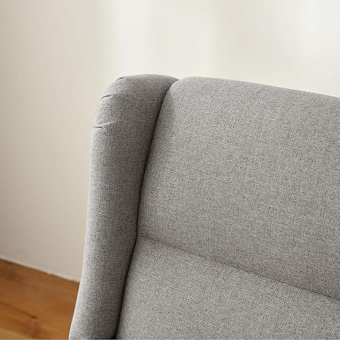 High Back Living Room Chairs, Fabric Accent Chair, Comfy Upholstered Armchair with Wooden Legs for Living Room, Bedroom, Apartment (1, Grey)