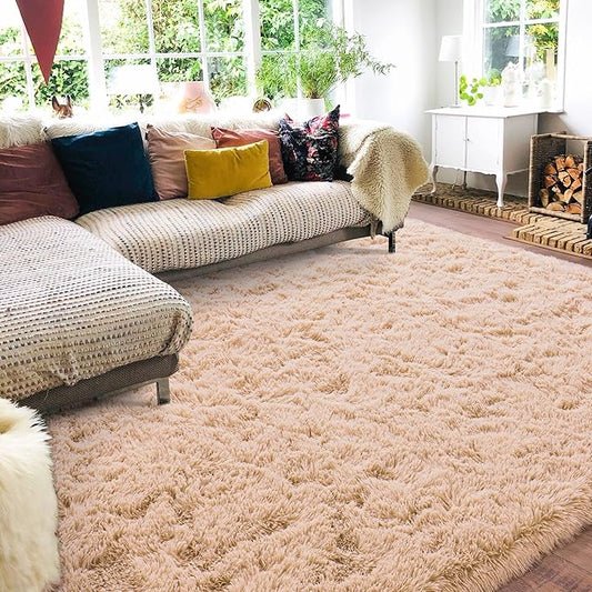 8x10 Area Rug for Living Room, Ultra Soft Large Shag Rug for Bedroom, Upgrade Non-Slip Plush Modern Fluffy Carpet for Kids Boys Girls Room Home Decor Aesthetic, Camel