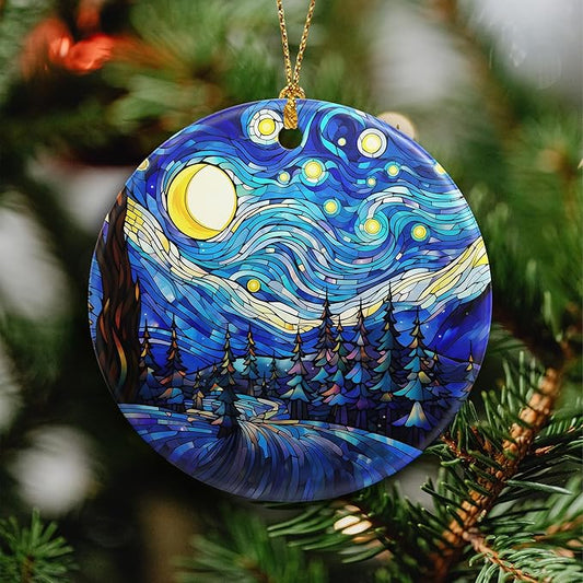 Van Gogh Style Starry Night Christmas Ornament 2025 Christmas Ornament Holidays Ornaments Christmas Tree Ornaments Hanging Accessories Navidad decoracion Xmas Gifts for Indoor Outdoor Decor