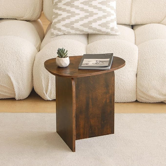 AWASEN Side Table, Small Triangle End Table Living Room, Modern Accent Table with Unique Tabletop, Mini Bedside Table for Small Spaces, Rustic Brown