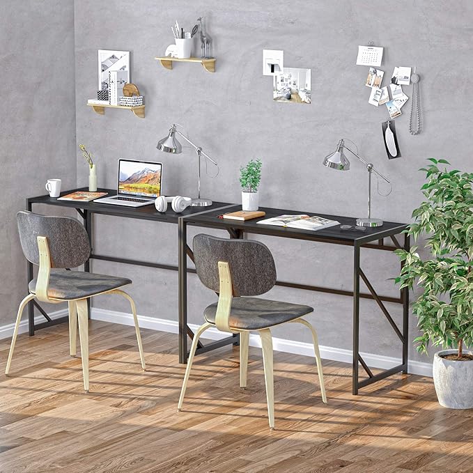 Elephance Folding Desk Writing Computer Desk for Home Office, No-Assembly Study Office Desk Foldable Table for Small Spaces