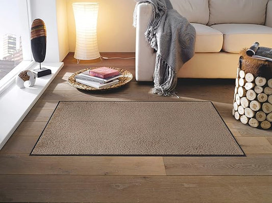 Wash and Dry Monotone Rug, Taupe Non-Slip Washable Doormat 29.5x47 in (Large)