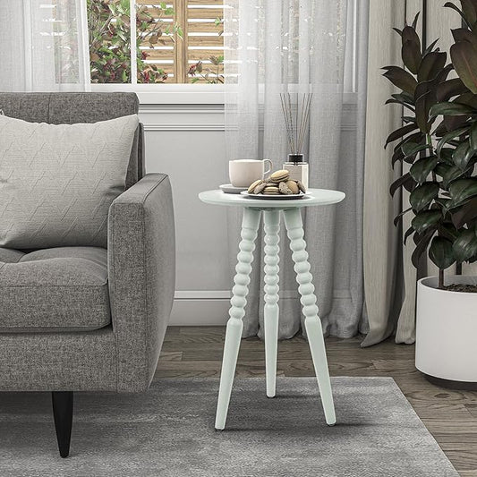 Silverwood Allison Compact Round Accent Table with Turned Legs, Sea Glass