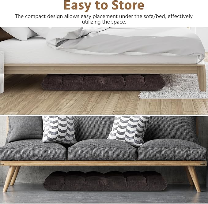 Yaheetech Floor Folding Chair with Back Support, Padded Folding Gaming Sofa Chair with 14 Adjustable Backrest, Adults Couch Recliner, Floor Seating Lounge Chair, Armless Meditation Chair, Brown