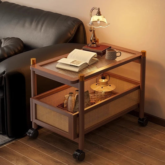 Movable Side Table with Wheels