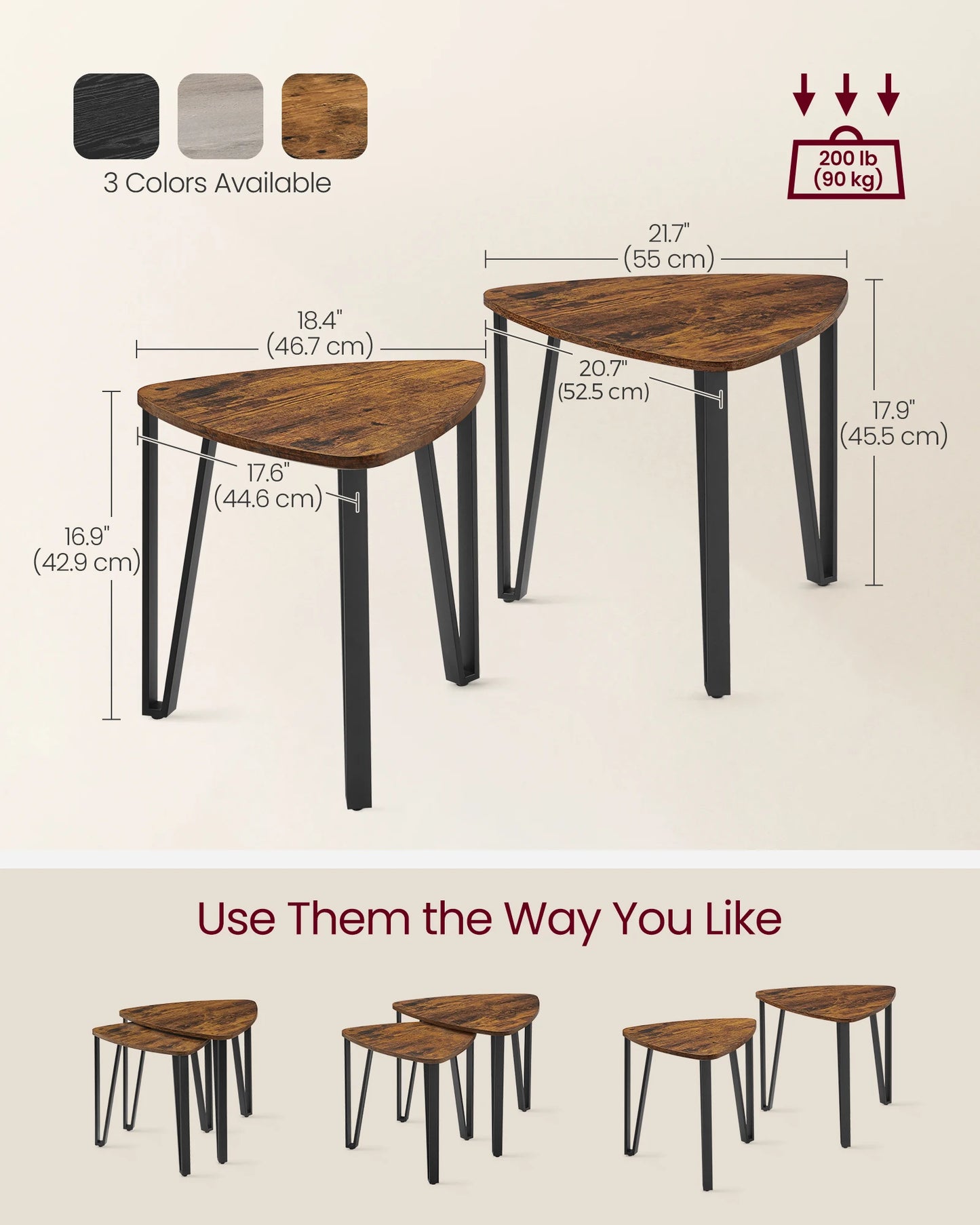 VASAGLE Nesting Tables Set