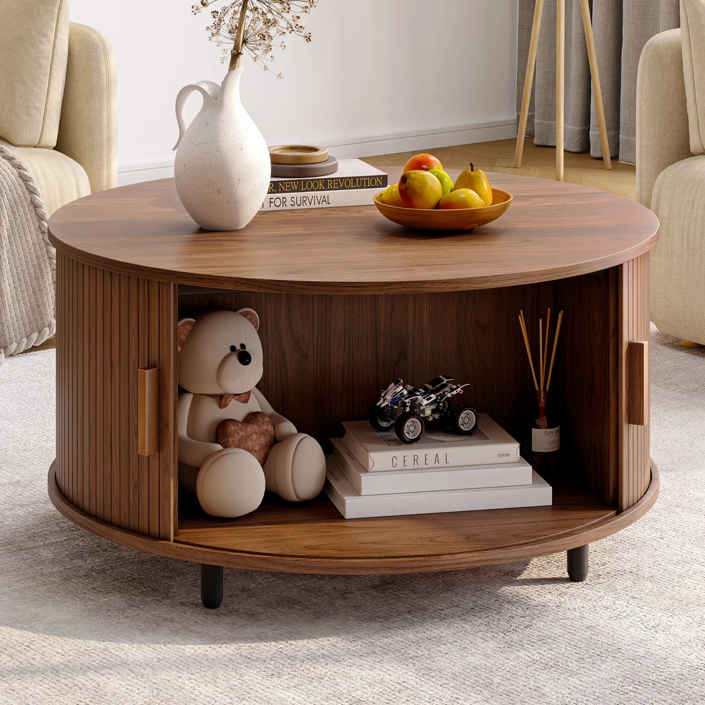 Round Storage Coffee Table