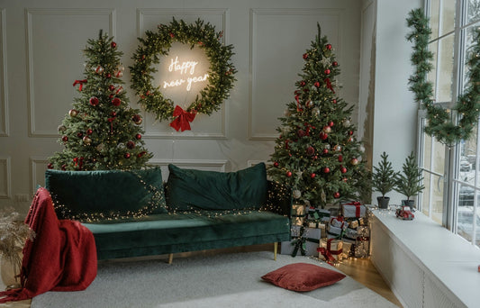 Budget friendly holiday home decor with simple furniture and seasonal accents