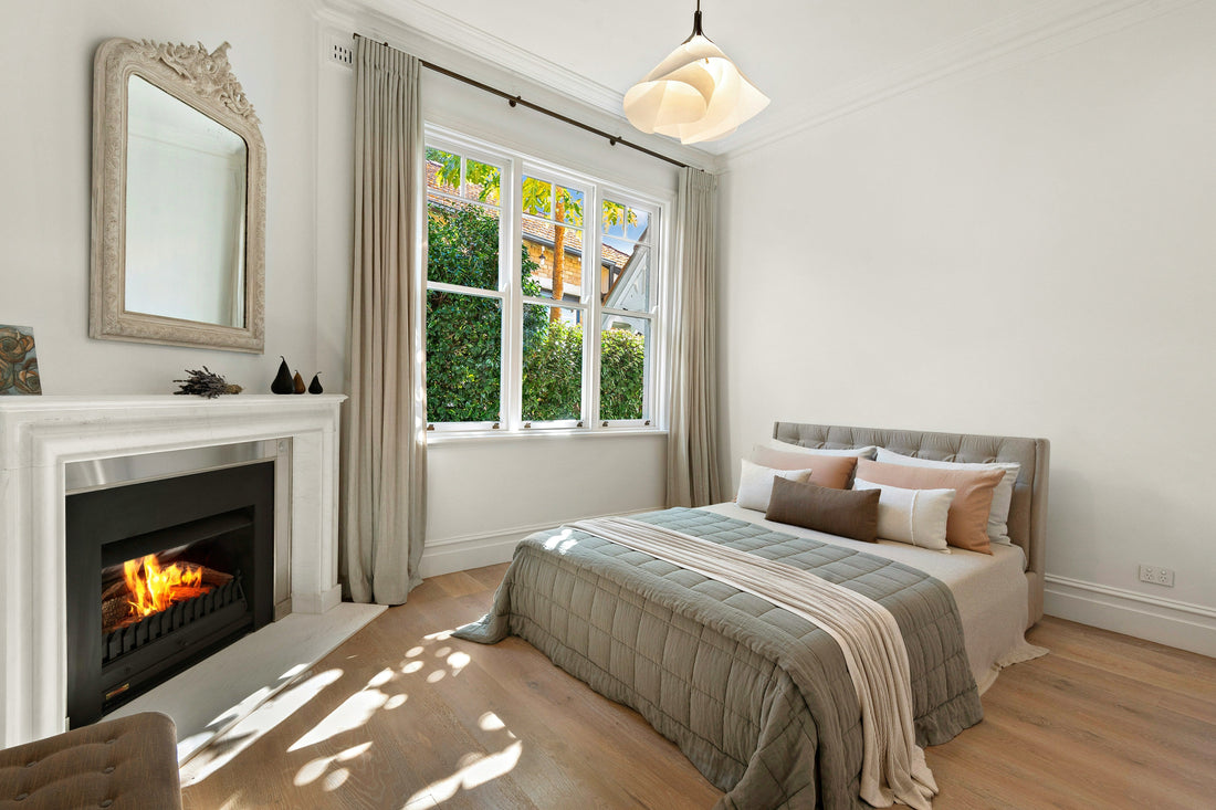 Winter home interior with insulating decor and furniture to reduce heating costs