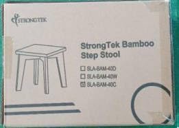 StrongTek Bamboo Step Stool for Kids and Adults, Natural Material, Sturdy and Versatile Short Foot Stool for Bathroom, Kitchen, Bedroom, Compact 10-inch Small Wood Stool, Plant Stand (Black)