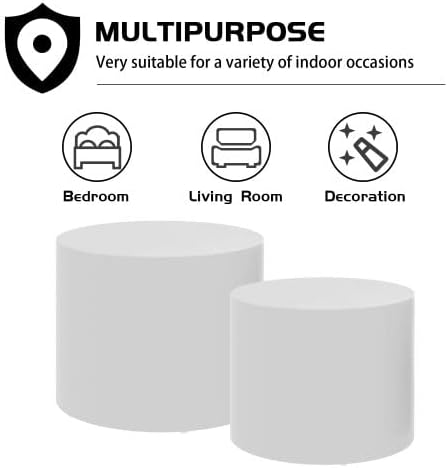 Small Coffee Table Nesting End Table Set of 2, Round Coffee Table Wood Side Table Circle Accent Tables for Small Spaces Living Room Bedroom Balcony Office, White