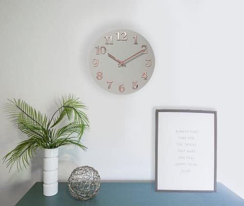Infinity Instruments Vogue, Modern Matte Finish Open Face Wall Clock, Stunning Easy to Read Metal Hands and Numbers, Easy Hang Keyhole Design, 12 Inch, Grey/Rose Gold…