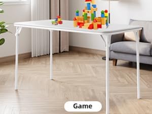 5-Piece Rectangle Folding Table and Chairs Set, Foldable Portable Card Table and Chairs, Scratch & Stain Resistant Tabletop, for Dining Room, Living Room, Office, Camping, Gatherings, Gray