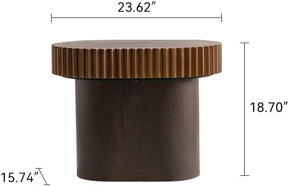 Nesting Coffee Table Set of 2, Modern Round Wooden Circle Accent Coffee Tables for Small Spaces Living Room Bedroom Balcony Office Drum Side Table