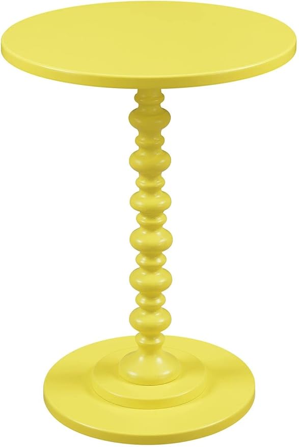 Convenience Concepts Palm Beach Spindle Table 17.75" - Traditional Round End Table for Living Room, Turned Solid Wood Side Table, Classic Display Pedestal Table, Yellow