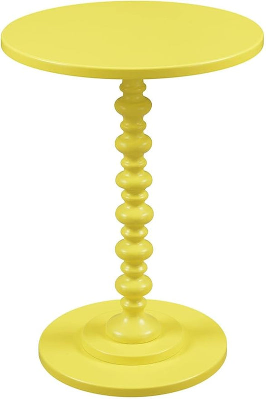 Convenience Concepts Palm Beach Spindle Table 17.75" - Traditional Round End Table for Living Room, Turned Solid Wood Side Table, Classic Display Pedestal Table, Yellow