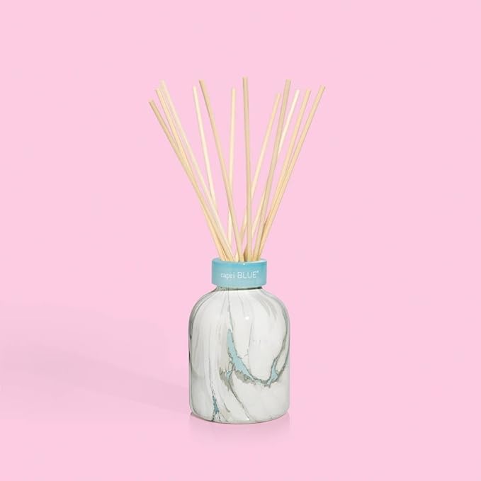 Capri Blue Reed Diffuser Set - Modern Marble Oil Diffuser, Sticks & Aroma Oil - Air Freshener for Home Decor - Blue Jean Scents (5.7 fl oz)
