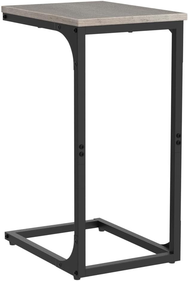 VASAGLE C-Shaped End Table Set of 2, Small Side Table for Couch, Sofa Table with Metal Frame for Living Room, Bedroom, Bedside, Greige and Black