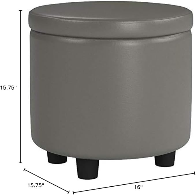 Designs4Comfort Round Accent Storage Ottoman with Reversible Tray Lid