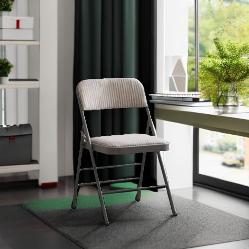 Amazing for less Pack of 2 (Fabric/Vinyl) Steel Frame Metal Foam Padded Folding Chairs (Black, Gray, White) (2-Pack - Fabric White)