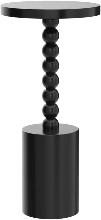 LONYKE Wood Drink Table, Round Martini Table, Modern Pedestal End Table with Base for Small Space Living Room, Bedroom, Black