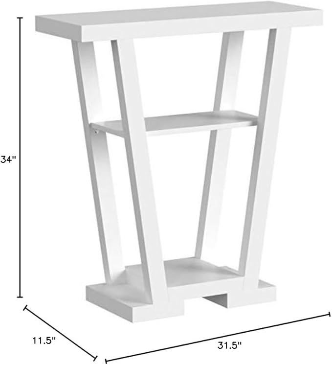 Convenience Concepts Newport V Console Modern Sofa Storage Shelves, Narrow Entryway Hall Living Room, Display Accent Table, 31.5", White