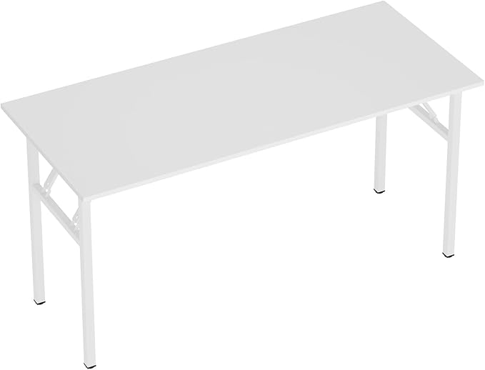 Need Folding Desk, 54 inch Large Computer Desk for Home Office, No Install Needed Study Student Writing Table Desk Workstation, White