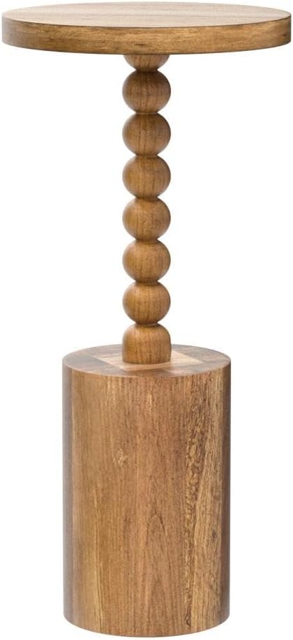 LONYKE Rustic Wood Drink Table, Round Martini Table Farmhouse Pedestal End Table with Base for Small Space Living Room, Bedroom, Natural Wood