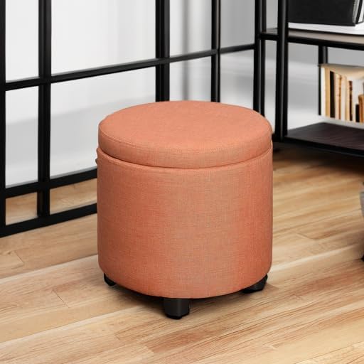 Designs4Comfort Round Accent Storage Ottoman with Reversible Tray Lid