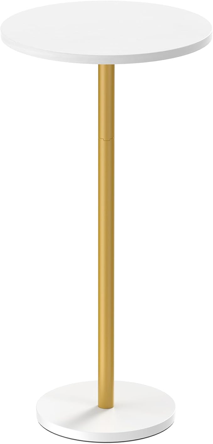 Small White Round Side Table Pedestal Table Drink Tables for Small Spaces Cocktail Pedestal End Table for Living Room Coffee Table Nightstand for Bedroom, Sofa and Balconty