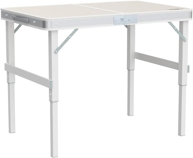 VINGLI 3FT Small Camping Folding Table Adjustable Height Aluminum Folding Table for Picnic Party BBQ, Plastic RV Suitcase Table Portable Lightweight Fold Up Utility Outdoor Tables