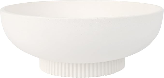 Large Resin Pedestal Decorative Bowl - Modern Handicraft Bowls for Home Decor - Fruit Bowl for Kitchen Counter - Key Bowl for Entryway Table,Artificial Stone White