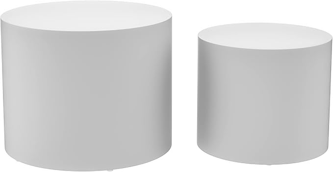 Nesting Coffee Table Set of 2, Modern Round Wooden Circle Accent Coffee Tables for Small Spaces Living Room Bedroom Balcony Office Drum Side Table