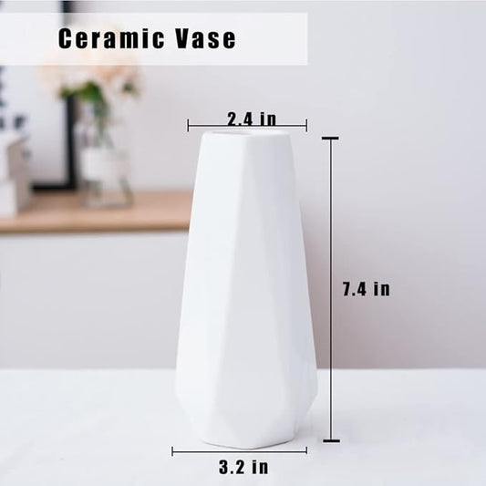 Ceramic Vase, 7.4 Inch for Pampas Calla Lily Tulip, Flower Vase Minimalism Style for Modern Table Shelf Home Decor, Fit for Housewarming, Weddings, Birthday, Christmas, Thanksgiving, New Year