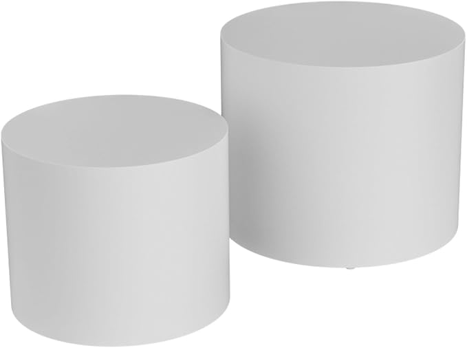 Nesting Coffee Table Set of 2, Modern Round Wooden Circle Accent Coffee Tables for Small Spaces Living Room Bedroom Balcony Office Drum Side Table