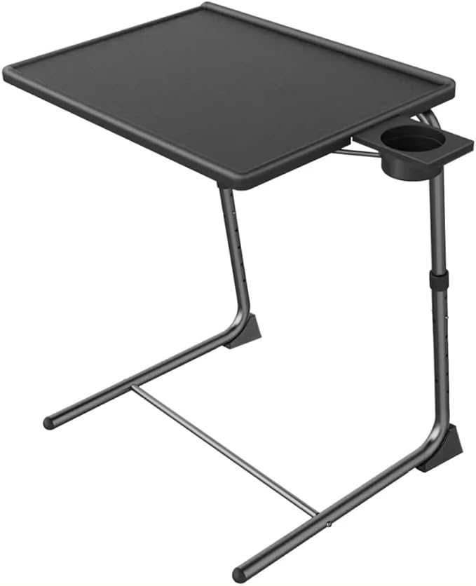 Adjustable TV Tray Table with 6 Heights & 3 Tilt Angle Adjustments - Folding Table with Cup Holder for Bed, Kitchen Sofa & Hospital Use