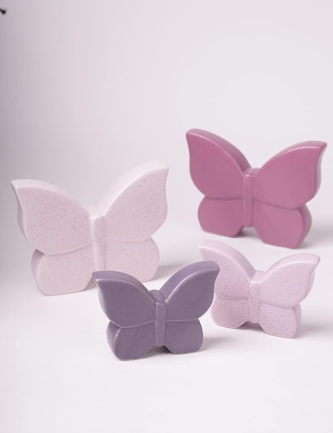 Butterfly Decor Statue Animal Figurine Gifts Modern Arts Ceramic Sculpture Cream 6.7 inch