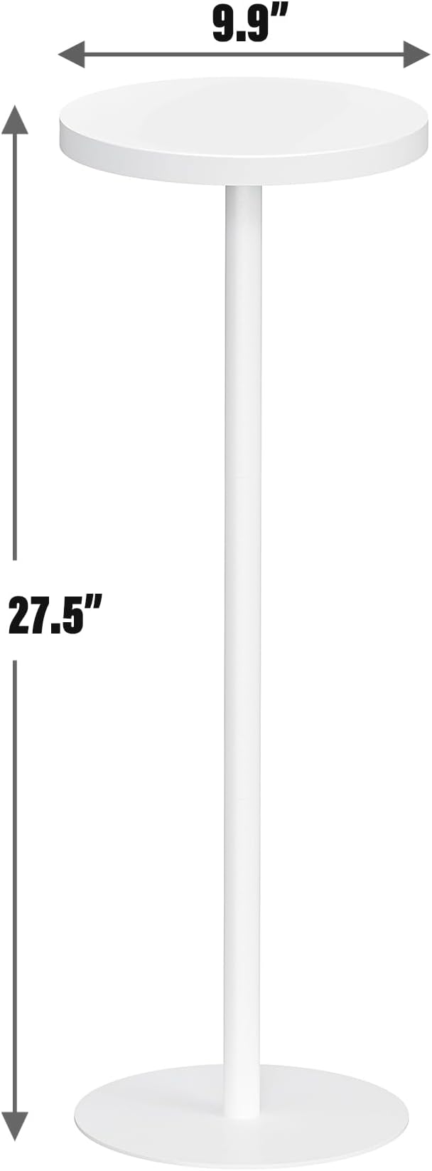 TUTOTAK Tall Round Side Table, Small End Table, Beside Table, Drink Table, Pedestal Side Table, livingroom, White TB01BW065