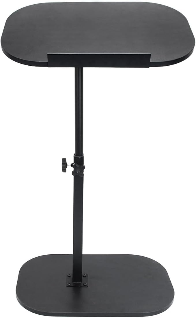 Side Table TV Tray for Couch,90° Tiltable Laptop Table Height Adjustable 360° Swivel C Shaped End Table for Small Spaces,Bedside Bathroom Living Room (Black)