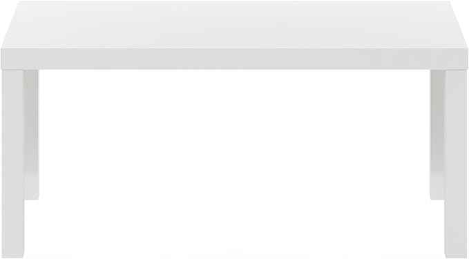 Furinno CLASSIC Coffee Table, Modern Rectangle Coffee Table with 1.8 Inch Thick Tabletop, Side Table for Living Room, Home Office, White