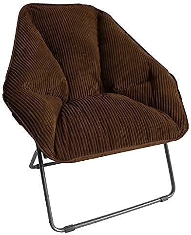 Zenithen Limited Indoor Portable Plush Hexagon Dish Folding Chairs for Dorm, Game, Bedroom, Perfect for Reading, Studying, Relaxing, Journaling and Lounging, Brown (Pack of 1)