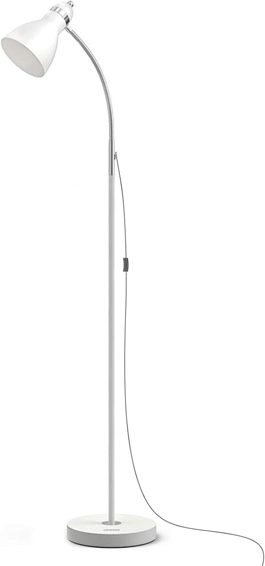 LEPOWER Floor Lamp, Metal Standing Lamp with Adjustable Gooseneck, Heavy Metal Base, Reading Pole Lamp for Office, White Floor Lamps for Bedroom, Living Room