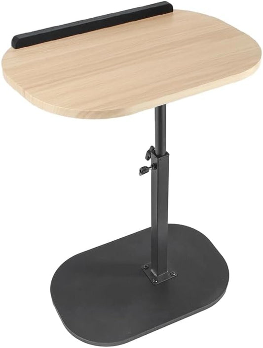 Comeon C-Shaped Tv Tray Pedestal Side Table, End Table Adjustable Height in Couch Living Room or Bedroomwith 360° Rotating Top for Small Spaces Bedside Night Stand Bedside Snack (Wood Color)