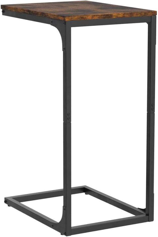 VASAGLE C-Shaped End Table Set of 2, Small Side Table for Couch, Sofa Table with Metal Frame for Living Room, Bedroom, Bedside, Rustic Brown and Black