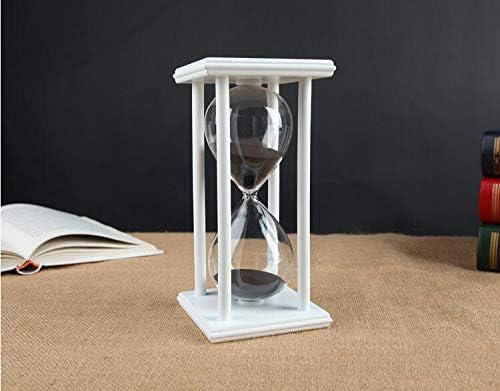 Lodunsyr Hourglass Timer for 60 Minutes Sandglass Timer for Kitchen Living Room Home Office Desk Bedroom Party Festival Coffee Table Book Shelf School Game Sand Timer Clock (White Frame Black Sand)