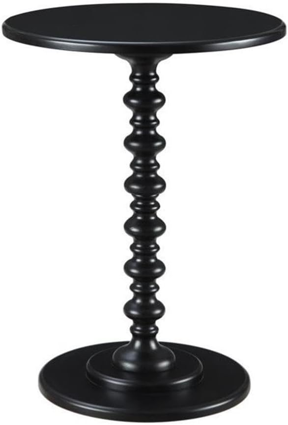 Convenience Concepts Palm Beach Spindle Table 17.75" - Traditional Round End Table for Living Room, Turned Solid Wood Side Table, Classic Display Pedestal Table, Black