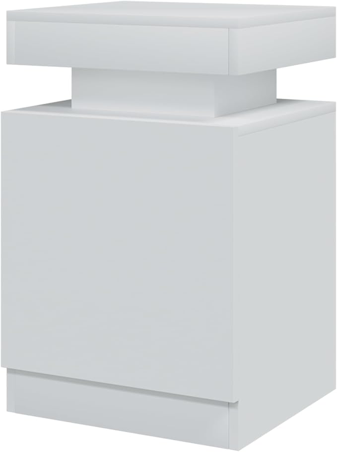 oneinmil Nightstand Set of 2 with LED Lights, Night Stand with Storage Cabinet for Bedroom, Bedside Table with LED, White